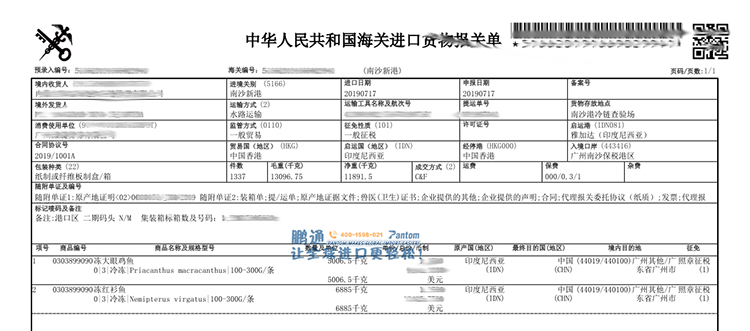 冻鱼-报关单 冻鱼-报关单